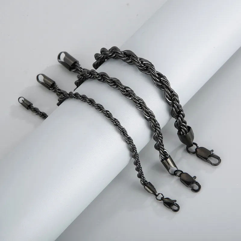 Multi Specification Stainless Steel Jewelry Fried Dough Twists Chain Bracelet