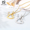 Fashionable Hollowed-out Diamond-Encrusted Heart Pendant Women's Stainless Steel Necklace and Earring Set