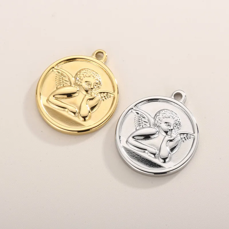 Stainless Steel Cupid Pendant Necklace Pendant Circular Hydraulic Jewelry Accessories