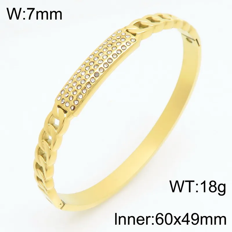 Vintage-Style Diamond-Encrusted Vintage-Style Diamond-Encrusted Stainless Steel Gold Bangles for Women