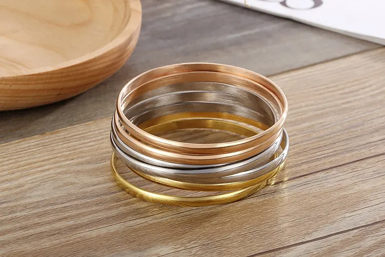 Stylish 18K Gold Plated Multi-Layered Stainless Steel Bangles