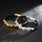 Men's Trendy Stainless Steel Braided Leather Rope Splicing Chain Domineering Leather Bracelet