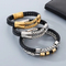 Trendy Stainless Steel Geometric Woven Multi-Layer Personalized Leather Bracelet