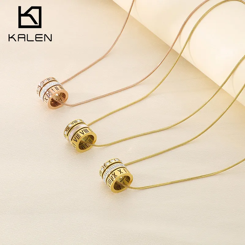 Wholesale Trendy Multi-Ring Combination Roman Letter Stainless Steel Necklace