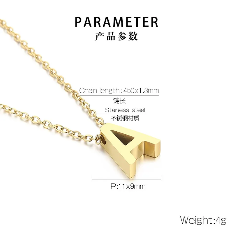 26 English Letters Short Collarbone Chain Wholesale European American Fashion Stainless Steel Pierced Letter Pendant Necklace