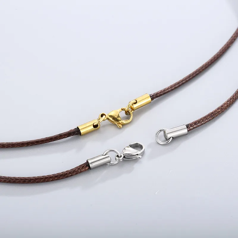 Minimalist Men's and Women's Stainless Steel Buckle Wax Rope Necklace 45cm Jewelry