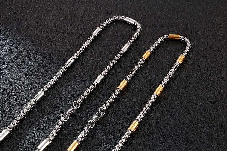Karen's New Stainless Steel Creative Square Pearl Trendy Necklace, Simple and Versatile, Suitable for Both Men and Women as a Collar Jewelry