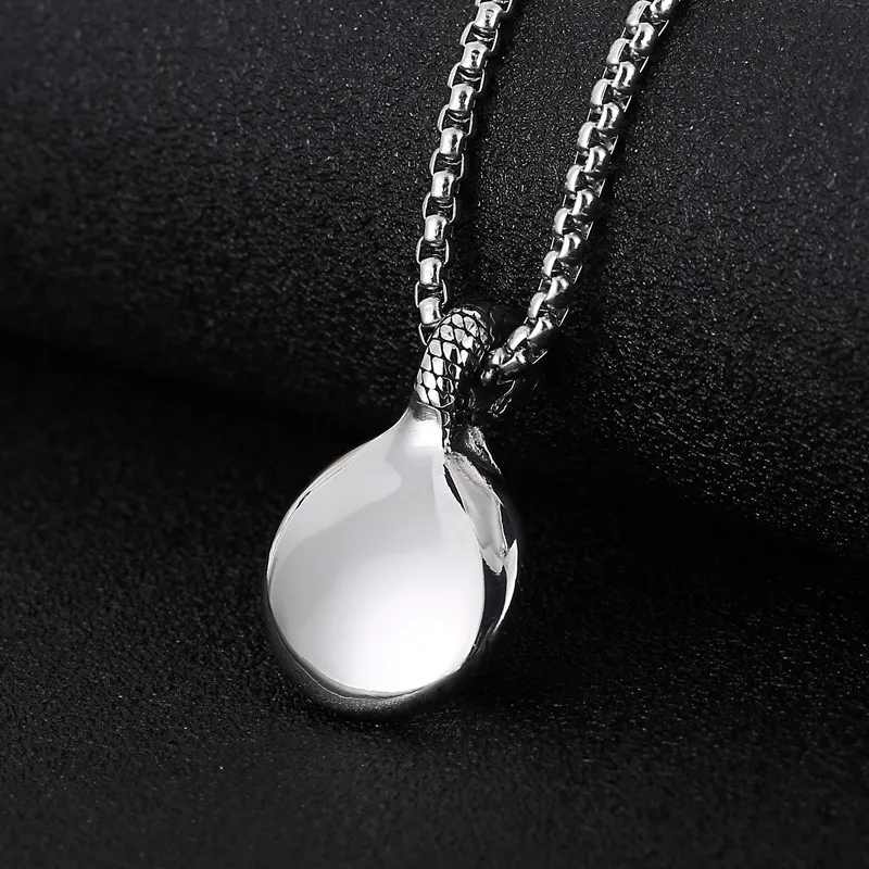 Trendy Cute Blue Yellow Snake Eye Stone Stainless Steel Men's Necklace Pendant