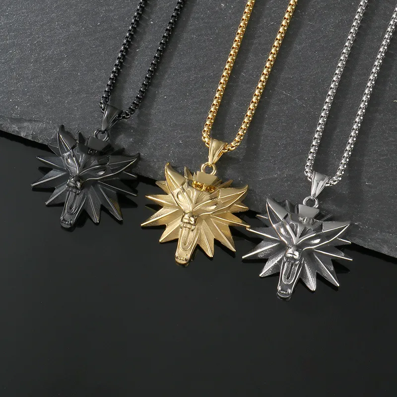 Themed Accessories for The Witcher 3 The Wolf Among Us Stainless Steel Male Pendant Necklace