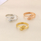 Rose Gold Plated Zircon Stone Hands Hug Stainless Steel Jewelry Ring