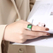 Fashionable Trendy Ladies Stainless Steel Multi-Color Personalized Glass Wide Ring Jewelry