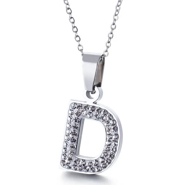 Sparkling Diamond Women's Necklace Featuring 26 English Letter Pendants