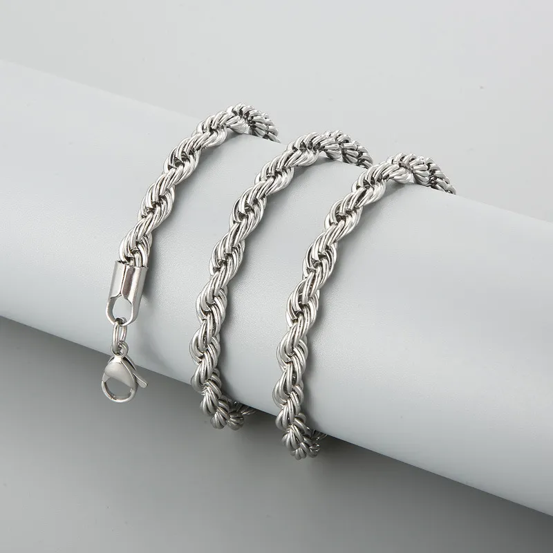 Rock and Hip-Hop Style Unisex Stainless Steel Twisted Chain Necklace