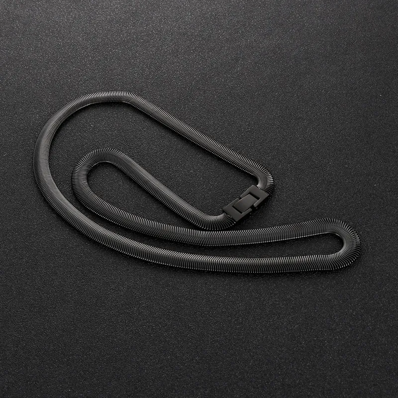 a Drop-Shipment Minimalist Jewelry Buckle Trendy European and American Hip-Hop Style Flat Snake Bone Chain Stainless Steel Necklace for Men and Women