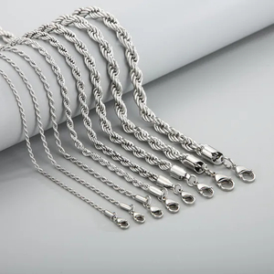 Rock and Hip-Hop Style Unisex Stainless Steel Twisted Chain Necklace