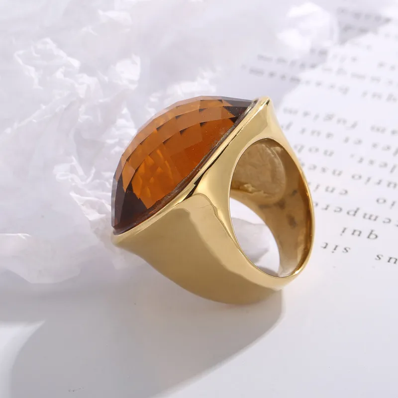 Fashion Jewelry Crystal Glass Stainless Steel Rings Multi-Color Vintage Finger Rings Wholesale
