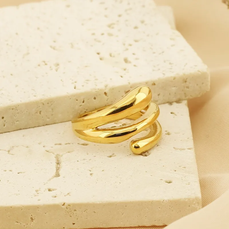 Personality Line Exaggerated Ring Knot Twist Bamboo Joint Stainless Steel Snake-Shaped Ring