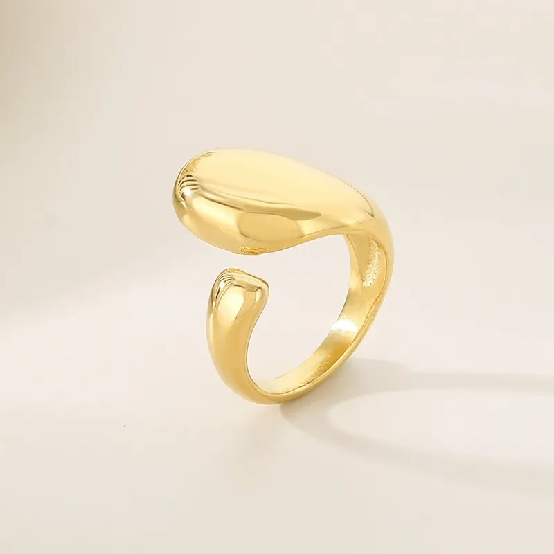 Smooth Geometric Irregular Opening Ring Electroplated with 18K Gold Stainless Steel Jewelry