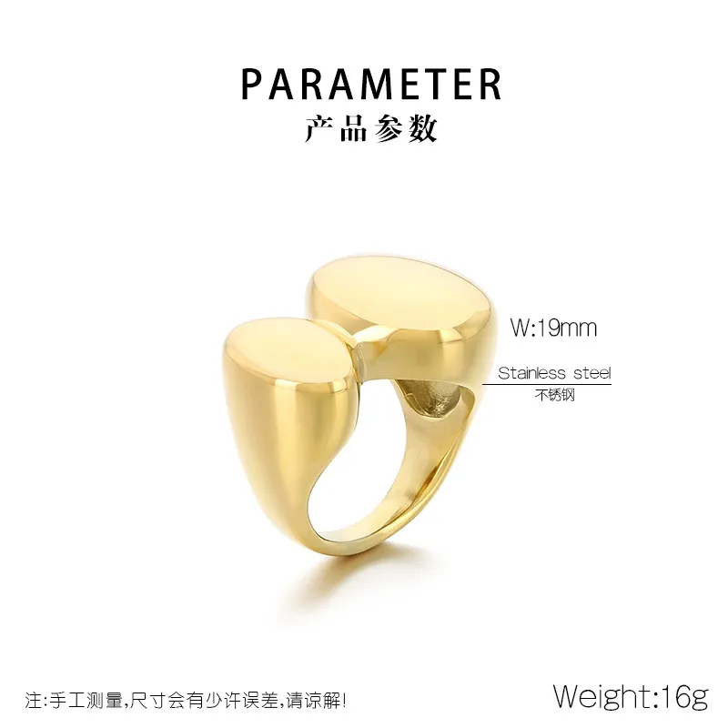 Smooth Geometric Irregular Opening Ring Electroplated with 18K Gold Stainless Steel Jewelry