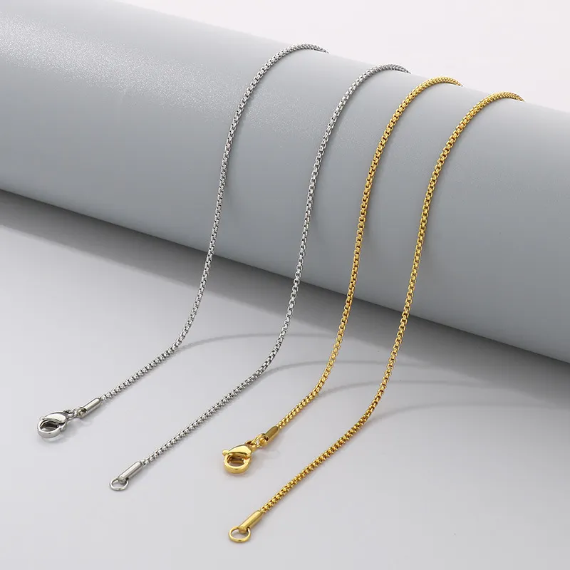 Minimalist Style Stainless Steel Unisex Square Pearl Chain Can Be Paired with Pendant