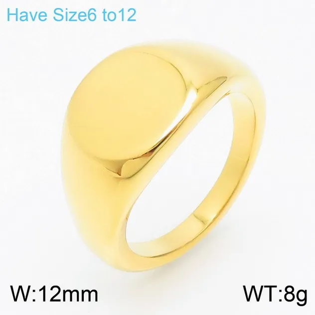 Customizable Retro Stainless Steel Stamp Ring for Unisex Fashion