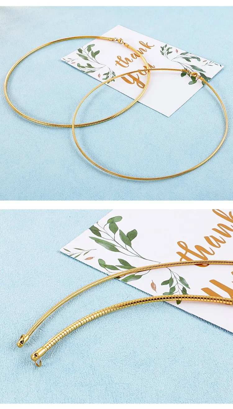 European American Collar Round Stainless Steel Necklace 18K Gold Women's Jewelry Wholesale