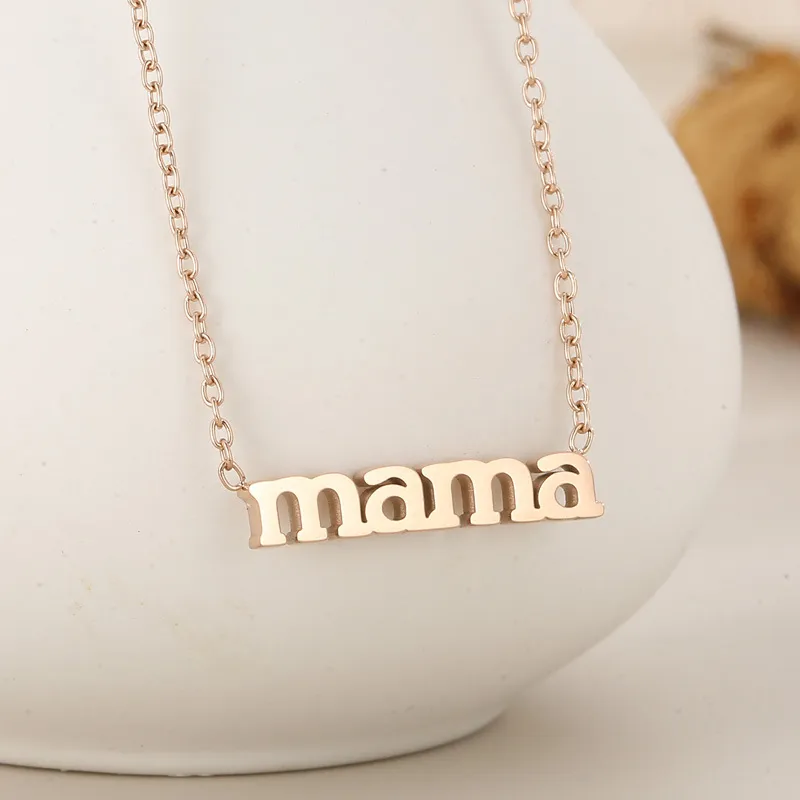 Mama Letter Pendant Necklace, Mother's Day Stainless Steel Jewelry