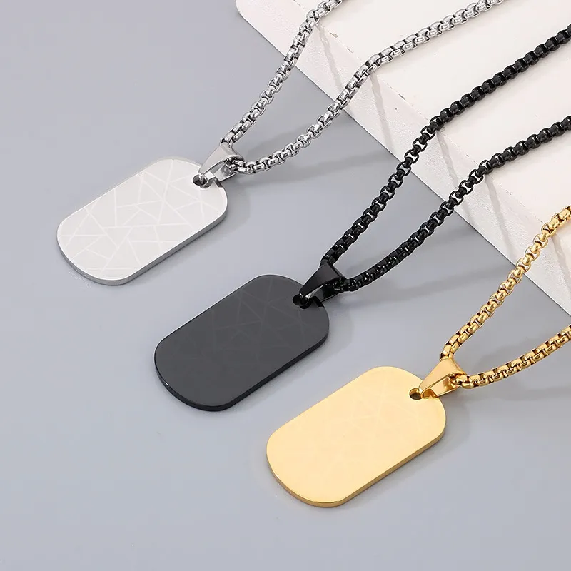 Multiple Optional Stainless Steel Cross Square Men's Wear Simple Crack Military Pendant