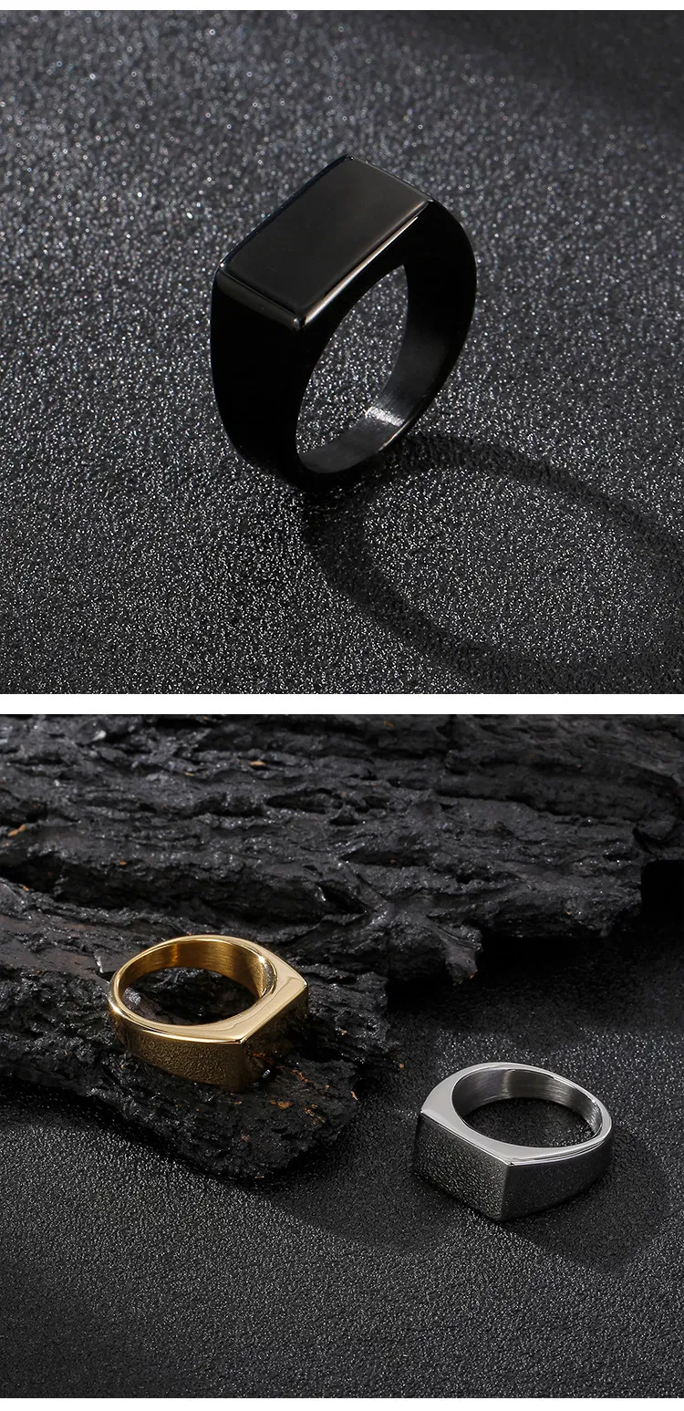 Stainless Steel Jewelry Men's Fashionable Glossy Engraved Ring