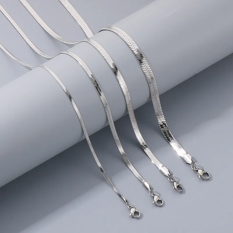 Women's Stainless Steel Blade Chain Necklace Extender 2/3/4/5mm Interior Chain Jewelry Wholesale