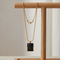 Personalized Square Multi-Color Glass Pendant Necklace Snake Bone Chain 18K Gold-Plated Stainless Steel Necklace Wholesale