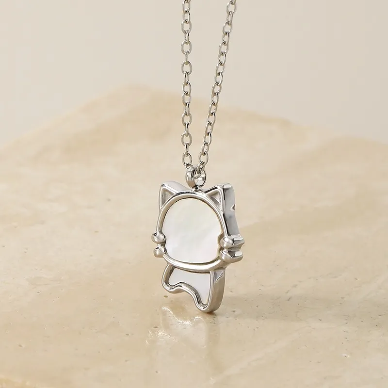 Stainless Steel Paired with Shell, Cat, Dog, Ins Style Jewelry, Collarbone Necklace