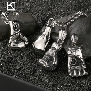 Domineering Personality Boxing Series Sports Hanging Decorations, Vintage Fashion Distressed Stainless Steel Men's Fitness Boxing Gloves Pendant Necklace