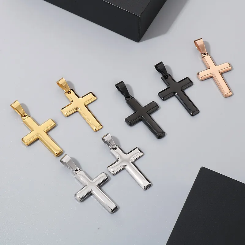 European and American Stainless Steel Cross Men's Pendant Necklace Geometric Couple Versatile Necklace Accessories