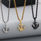 Stainless Steel Boat Anchor Pendant Necklace, Trendy Men's Personalized Retro Cross Jewelry