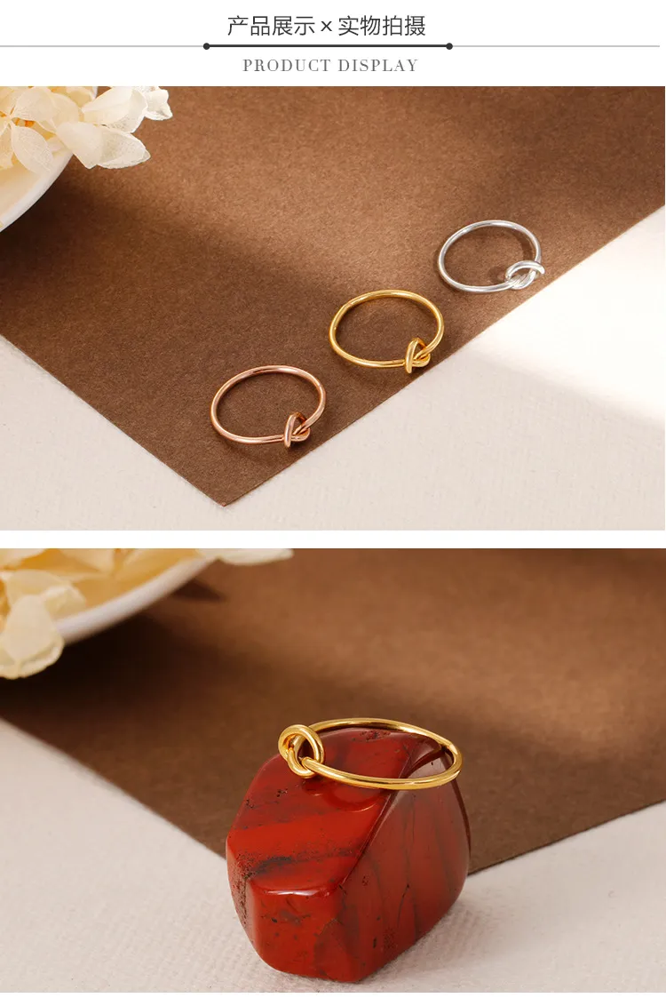 Japanese and Korean Simple and Versatile Knot Bracelet Stainless Steel Temperament Women's Concentric Knot Ring
