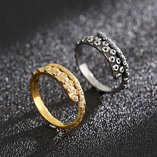 New Style Ring, European and American Style, Fashion Street Snap, Rock and Hip-Hop Style, Octopus Tentacle Design, Men's Stainless Steel Ring