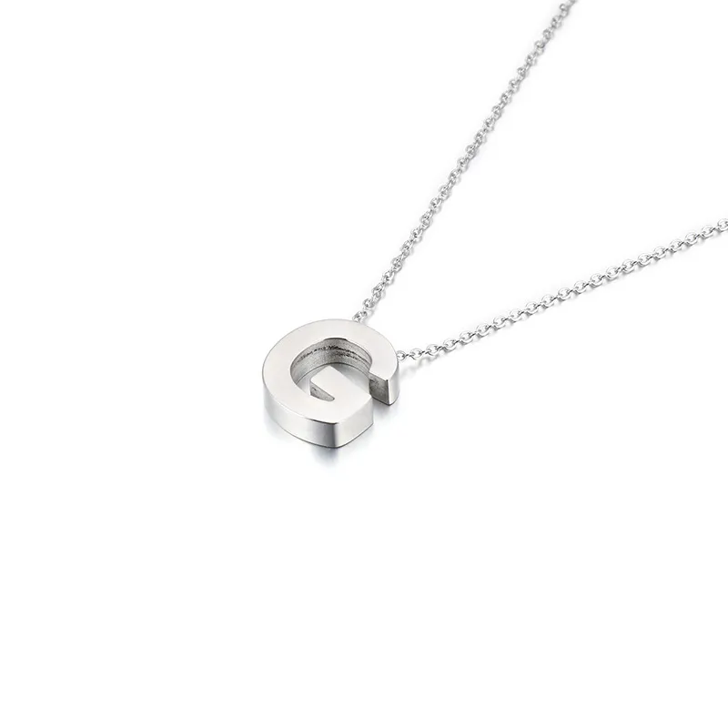 New Smooth Stainless Steel Pendant Necklace with 26 Capital Letters of The English Alphabet for Women