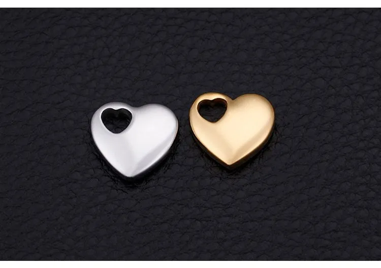 Stainless Steel Heart-Shaped Small Tag Pendant Stainless Steel Heart Jewelry Charms Accessories