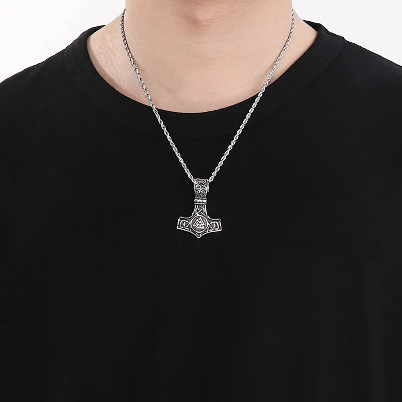 Nordic Mythology Horus Eye Cross Retro Viking Sea King Trident Stainless Steel Pendant