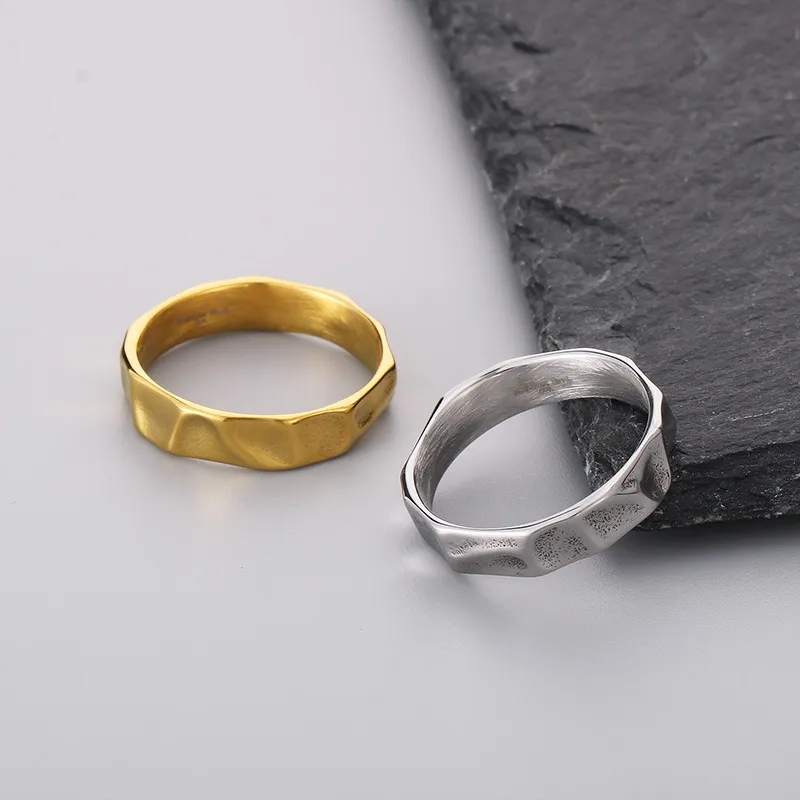 Design Sense Ring Ins Cool Style Personalized Irregular Texture Stainless Steel Niche Ring Jewelry