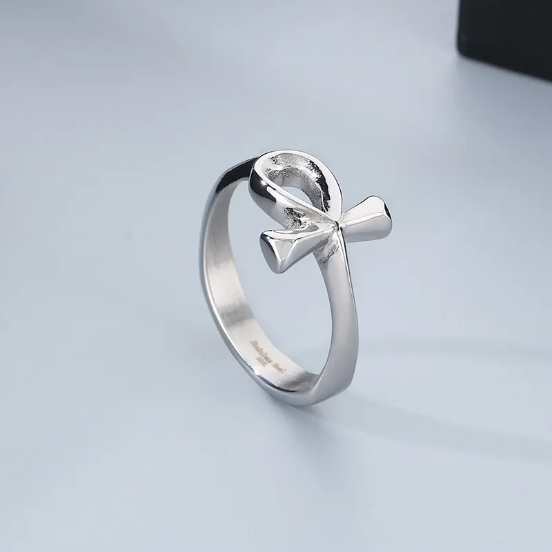 European and American Ins Personalized Stainless Steel Ankh Cross Ring