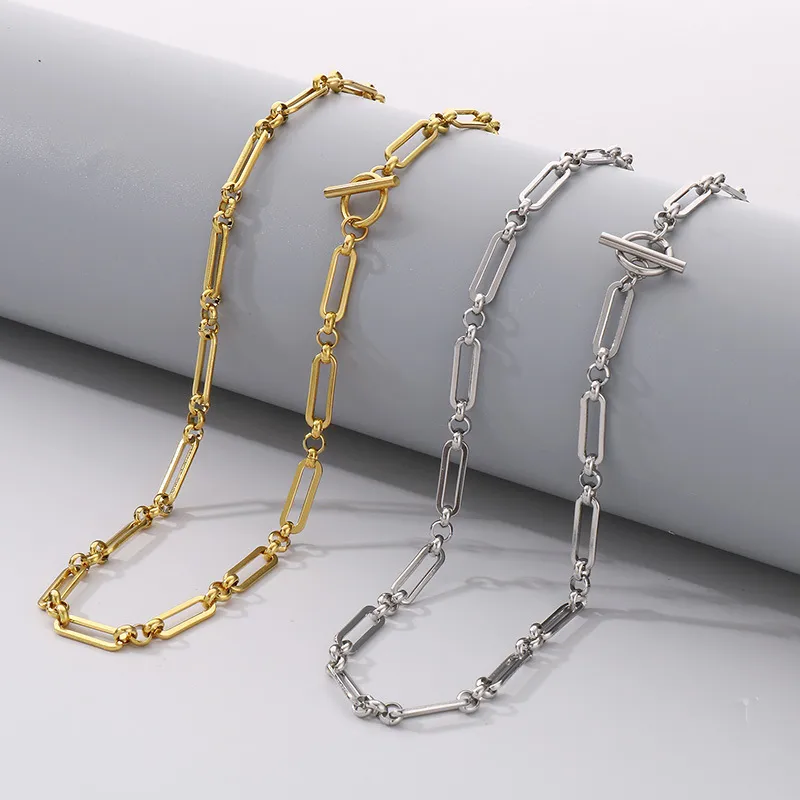 Minimalist Bracelet Personalized Heart Ot Clasp Curved Square Chain Women's Necklace Jewelry