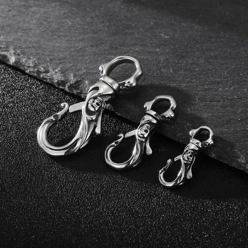 Trendy Casting Skull Multi Functional Keychain Ring Luggage Buckle Pendant Accessories Stainless Steel Jewelry