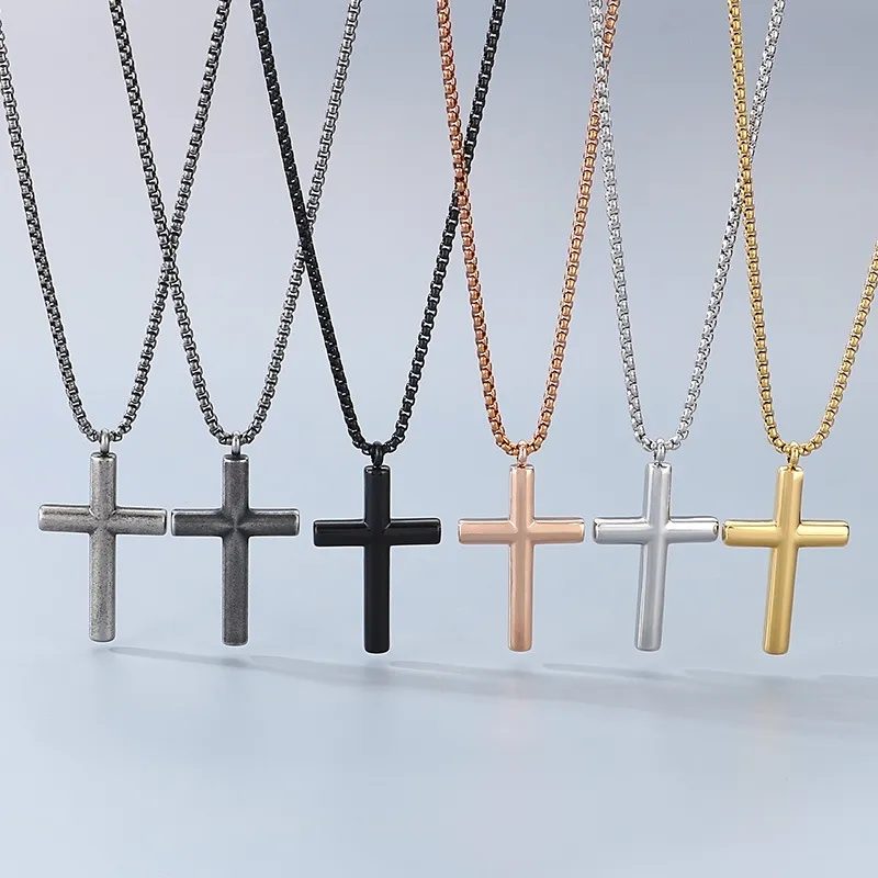 Trendy Retro Personalized Stainless Steel Cross Multi-Color DIY Pendant That Can Be Paired with a Chain