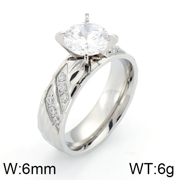 Korean Japanese Stainless Steel Couple's Matching Ring 18K Gold Textured Diamond-Embedded Rings