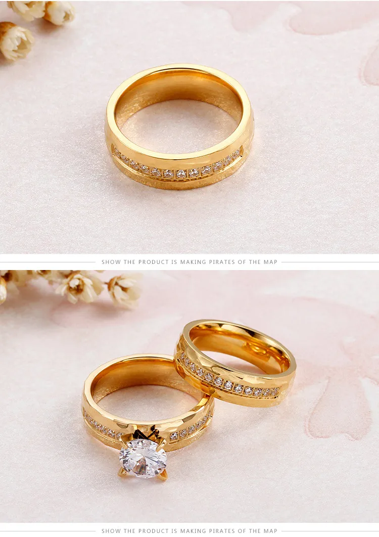 Couple's Micro-Pave Diamond Hammered Texture Zircon Wedding Stainless Steel Ring Wholesale Jewelry