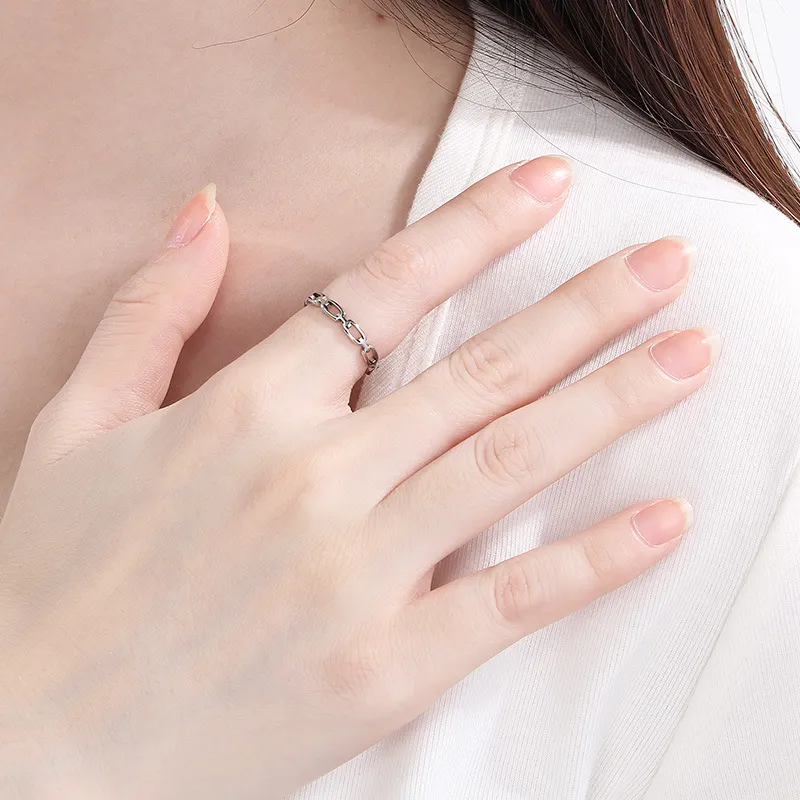 Unique Hollowed-out Square Stainless Steel Ring for Couples