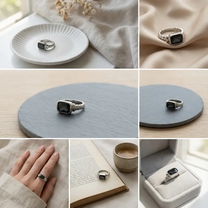 Personalized Twisted Cable Pattern Ring Multi-Color Rectangular Glass Inlaid Stainless Steel Ring Wholesale