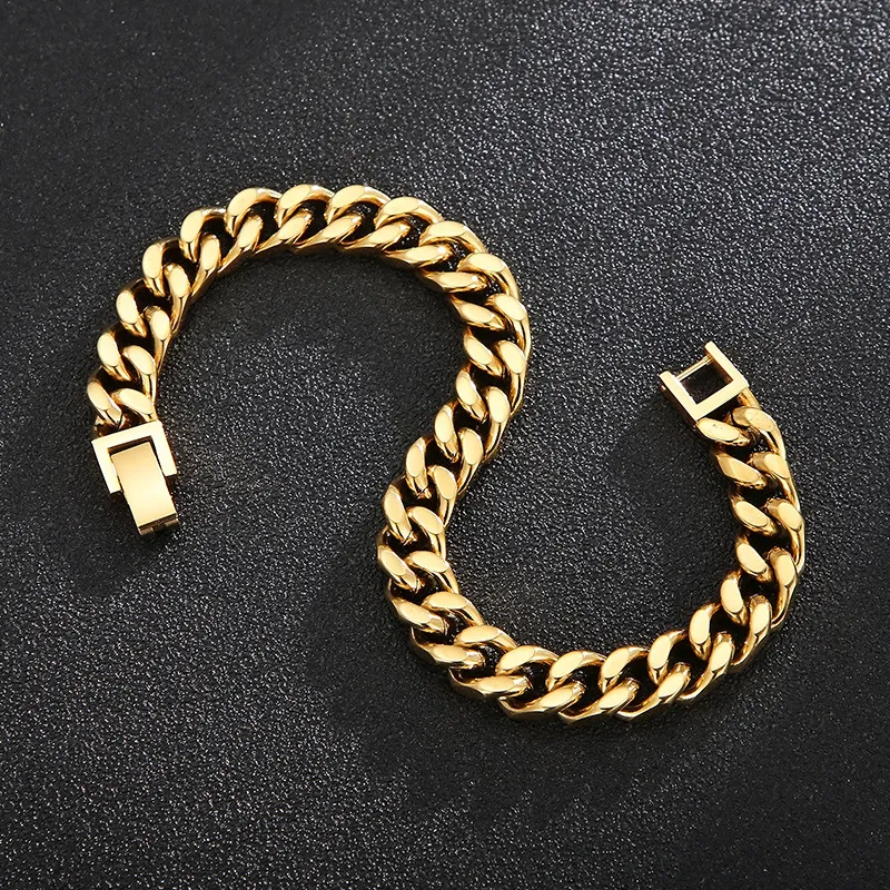Electroplating Multi-Color Four Sided Ground Whip Chain Necklace Stainless Steel Men's Jewelry